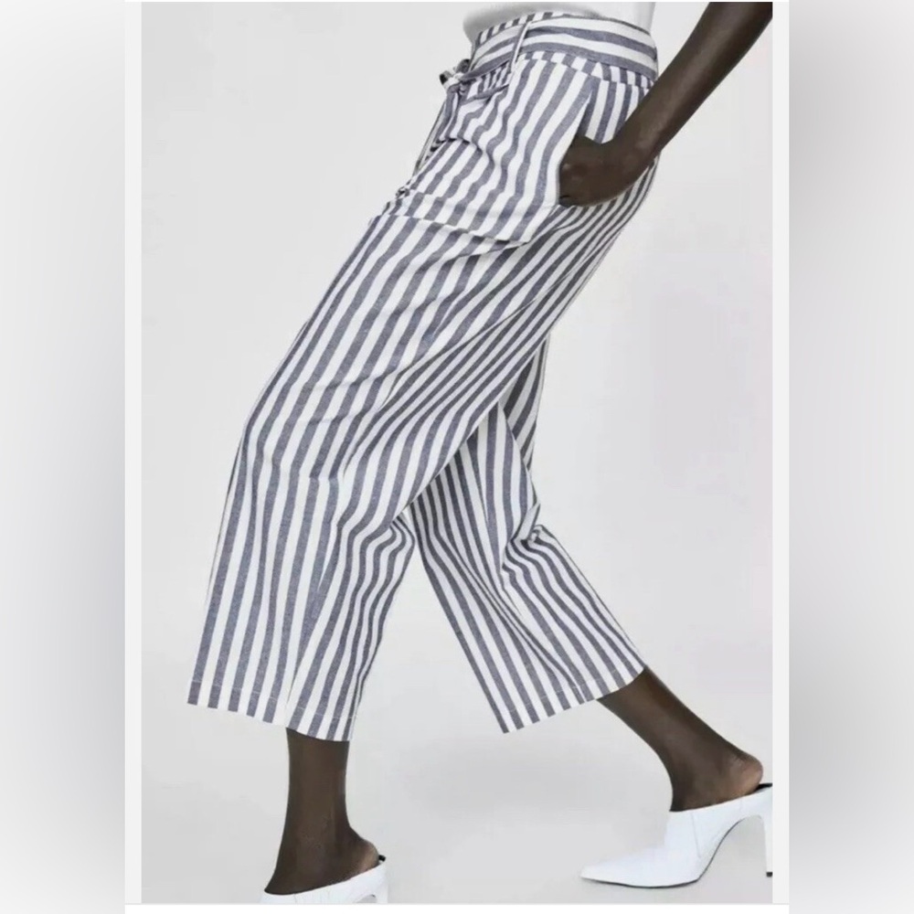 Zara Basic Wide Leg Cropped Pants